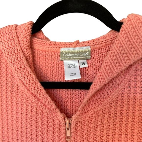 Coldwater Creek Patch Pocket Shaker Knit Sweater with Hood Women's Size Medium - Picture 2 of 9